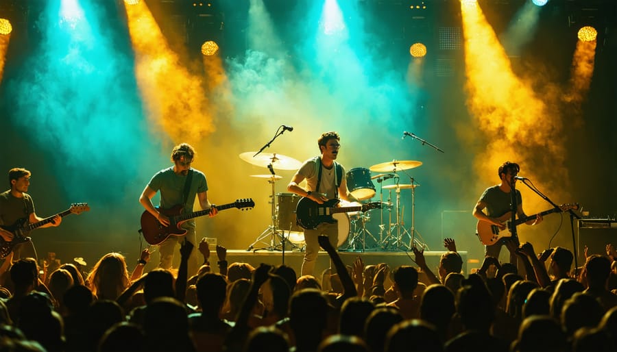 Canadian indie band performing live at a concert venue.